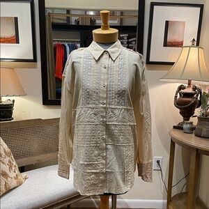 By Together Cream Eyelet Button-Down Shirt